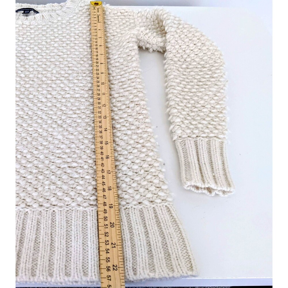 Women's American Eagle Outfitters Cream Wool Blend Popcorn Chunky Sweater XS - Picture 2 of 8